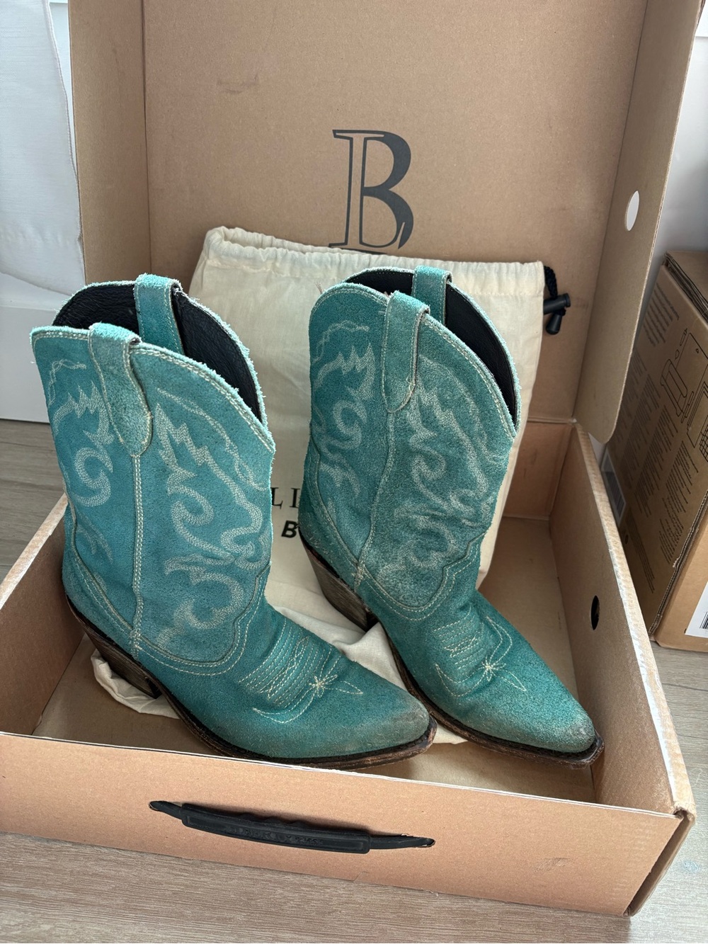 Liberty Black Teal Suede Western boots - Women